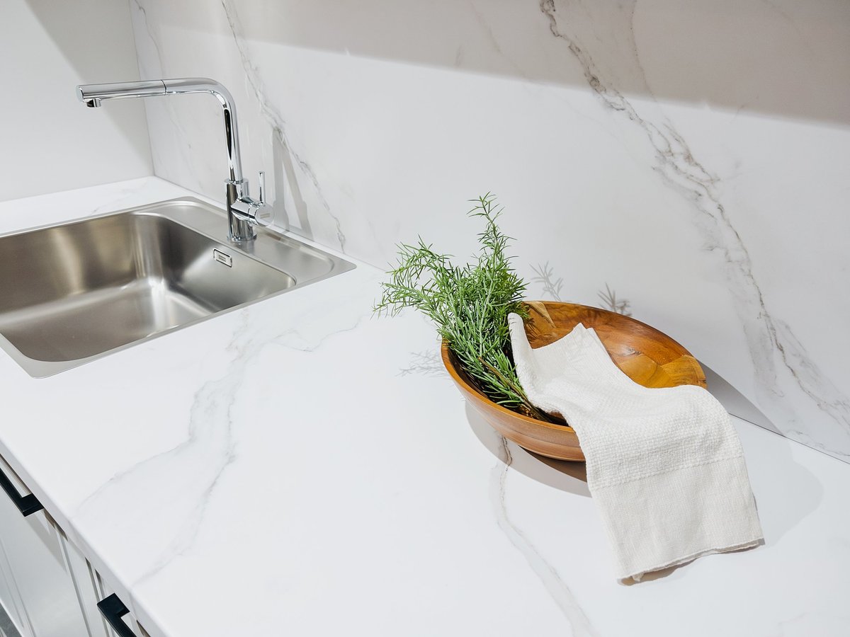 Marble countertop with kitchen
